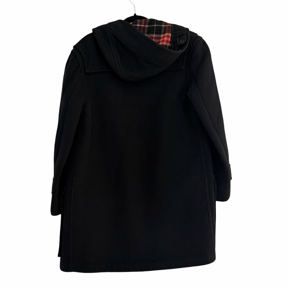 BURBERRY Wool Vintage Plaid Nova Black Hooded Toggle Car Coat Jacket Sz L - Picture 4 of 11